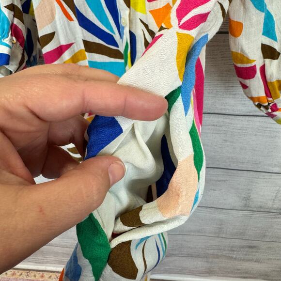 Tabitha Brown x Target Cream Colorful Button Up Tunic Blouse Size Medium - Picture 7 of 9